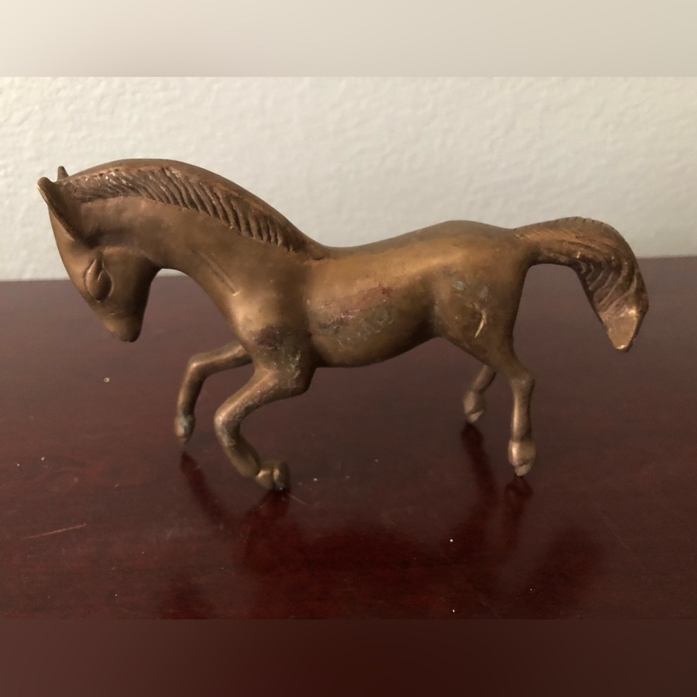 vtg mid century solid brass horse figure - Picture 2 of 5